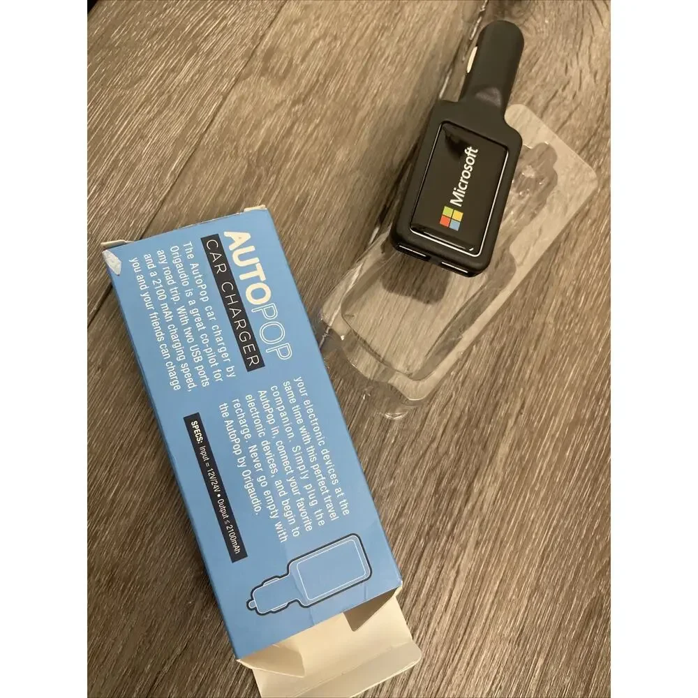 AUTOPOP CAR CHARGER ~ w 2 USB ports - 2100 mAh charging speed ~ w MICROSOFT LOGO